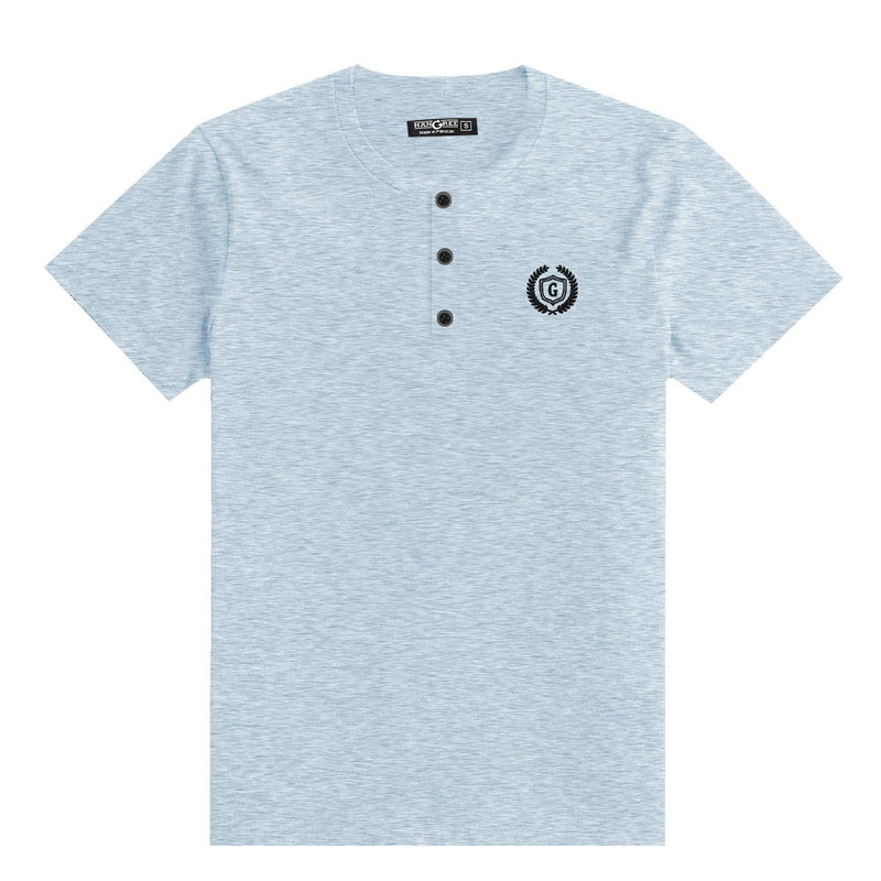 Men's Cotton Henley T-Shirt - Textured Sky (Minor Fault)