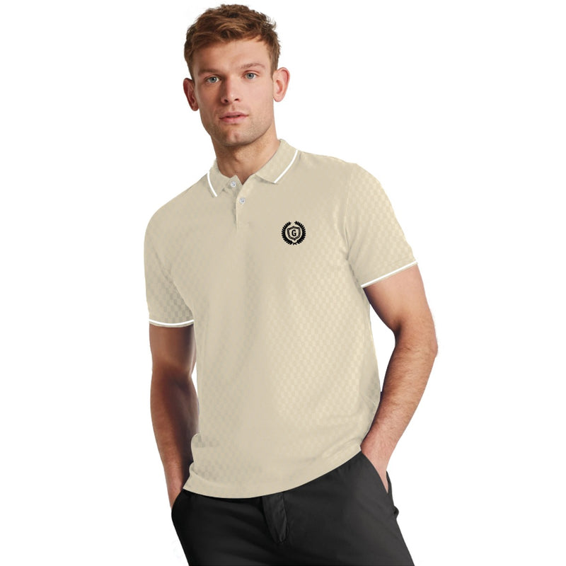 Super Textured Signature Embroidered Tipping Collar Polo - Skin