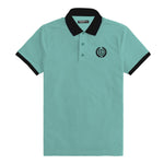 Signature Embroidered Contrast Collar Polo - Moonstone Blue