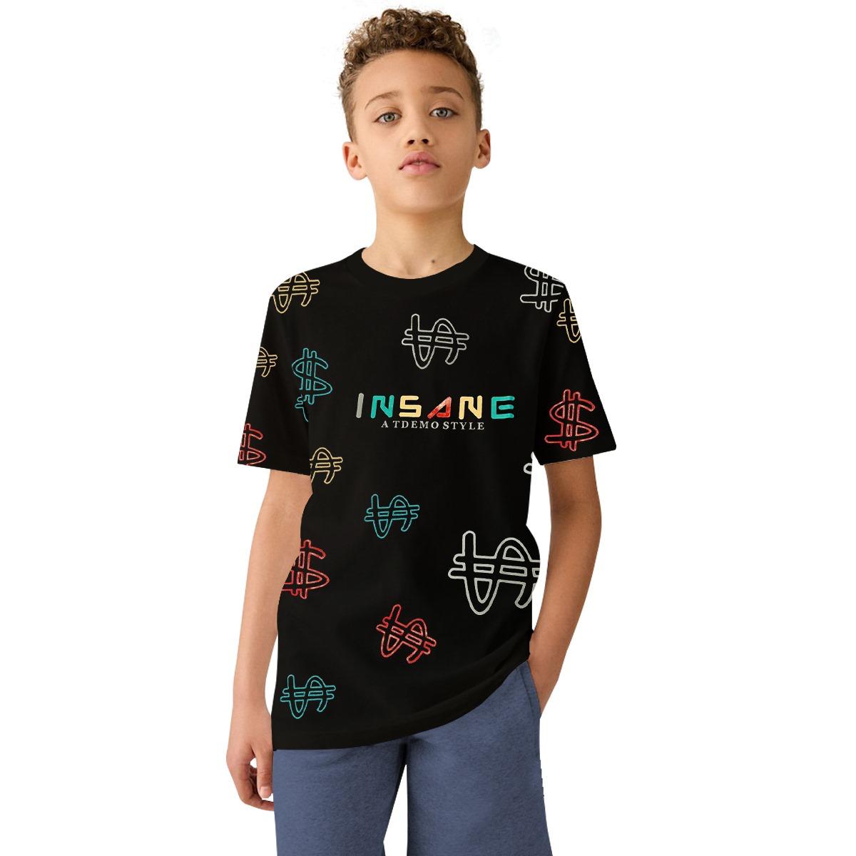 Boy's $ Graphic Printed Tee Shirt - Black