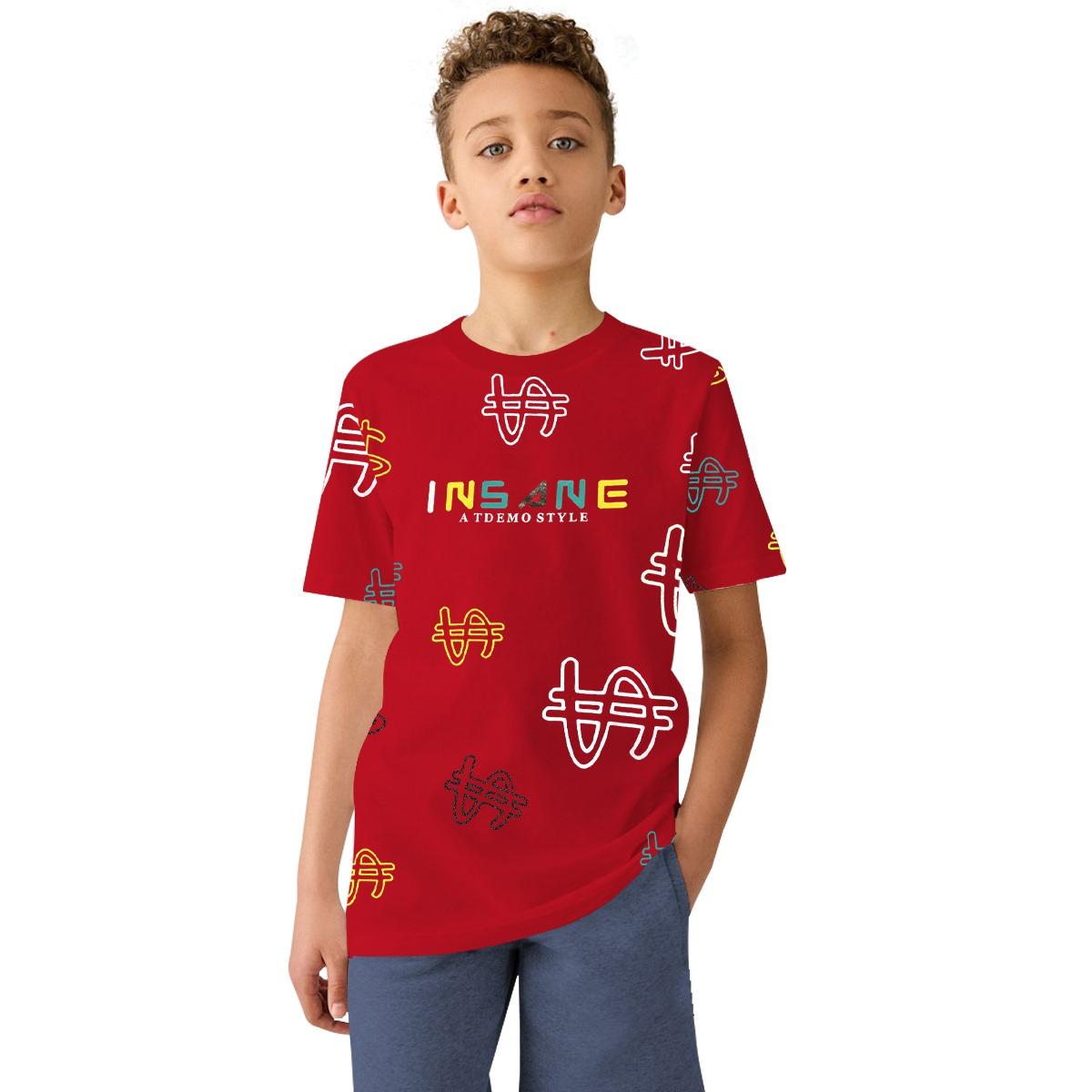 Boy's $ Graphic Printed Tee Shirt - Red