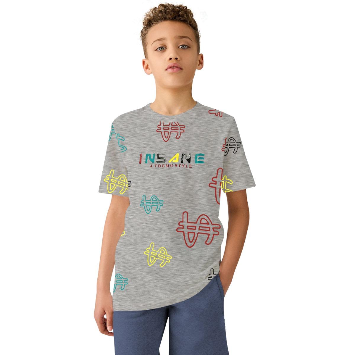 Boy's $ Graphic Printed Tee Shirt - Gray