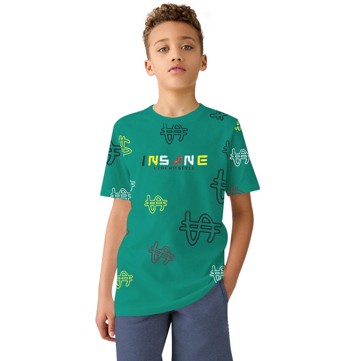 Boy's $ Graphic Printed Tee Shirt - Sea Green