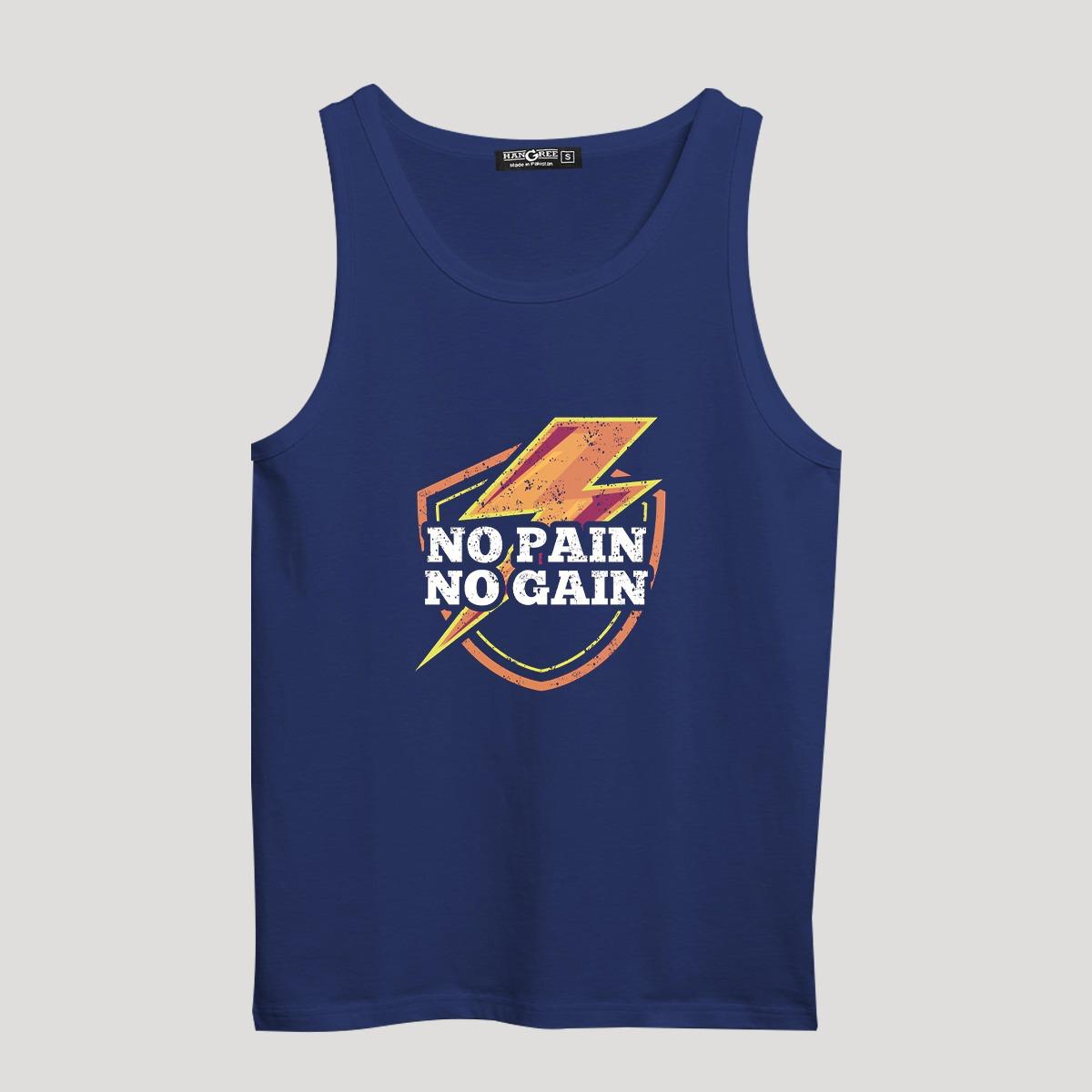 HG "NO PAIN NO GAIN" Printed Stylish Vest For Men's - Light Navy