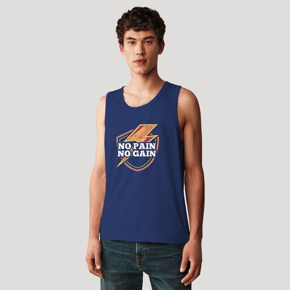 HG "NO PAIN NO GAIN" Printed Stylish Vest For Men's - Light Navy