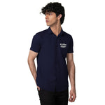 Classy "Brooklyn" Embroidered Soft Cotton Casual Shirt - Navy