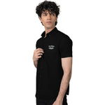 Classy "Brooklyn" Embroidered Soft Cotton Casual Shirt - Black