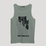 Men Graphic Printed ActiveFit Sleeveless Vest - Slub Gray