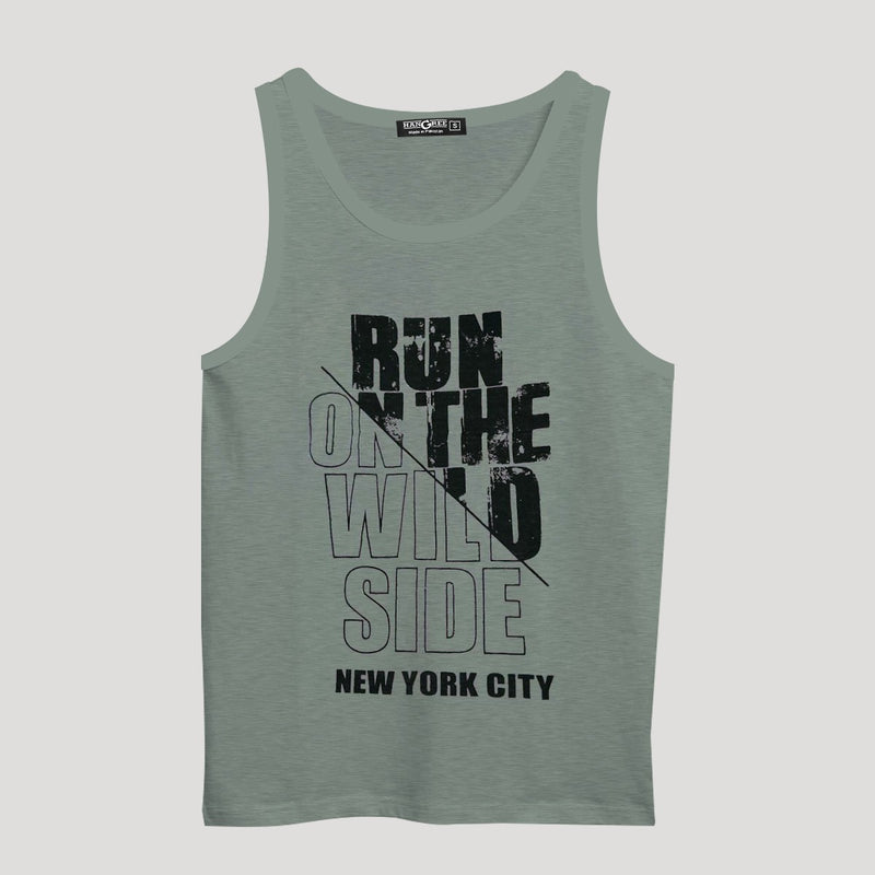 Men Graphic Printed ActiveFit Sleeveless Vest - Slub Gray
