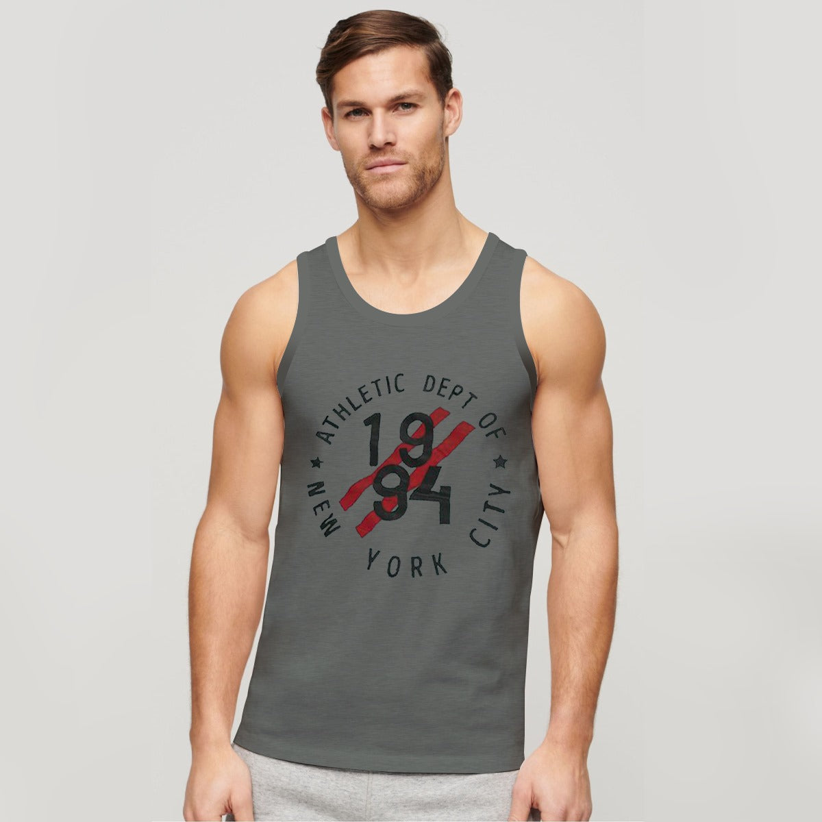 Men Graphic Printed ActiveFit Sleeveless Vest - Gray