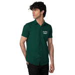 Classy "Brooklyn" Embroidered Soft Cotton Casual Shirt - Bottle Green