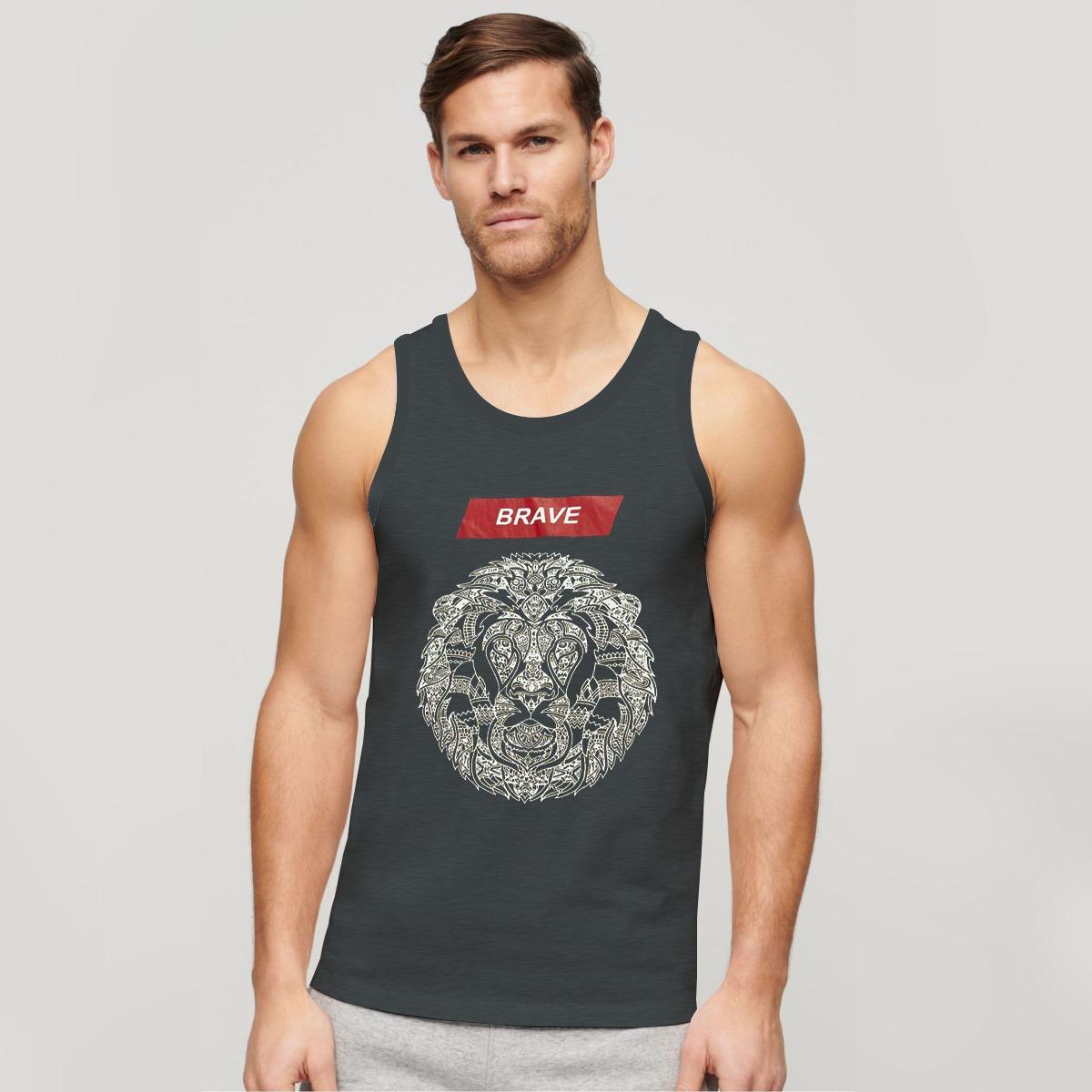 Men Graphic Printed ActiveFit Sleeveless Vest - Dark Gray