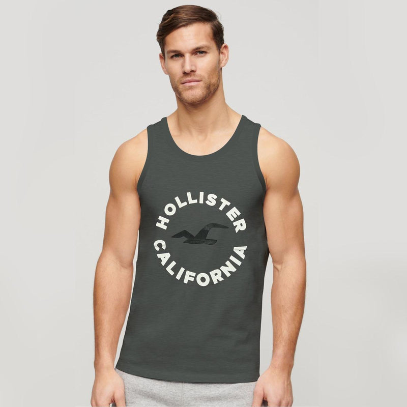 Men Graphic Printed ActiveFit Sleeveless Vest - Dark Gray