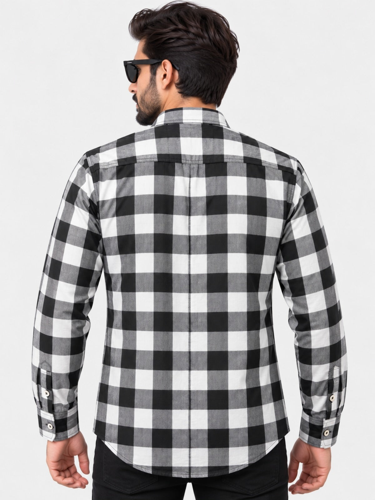 Men's Premium White & Black Winter Check Shirt