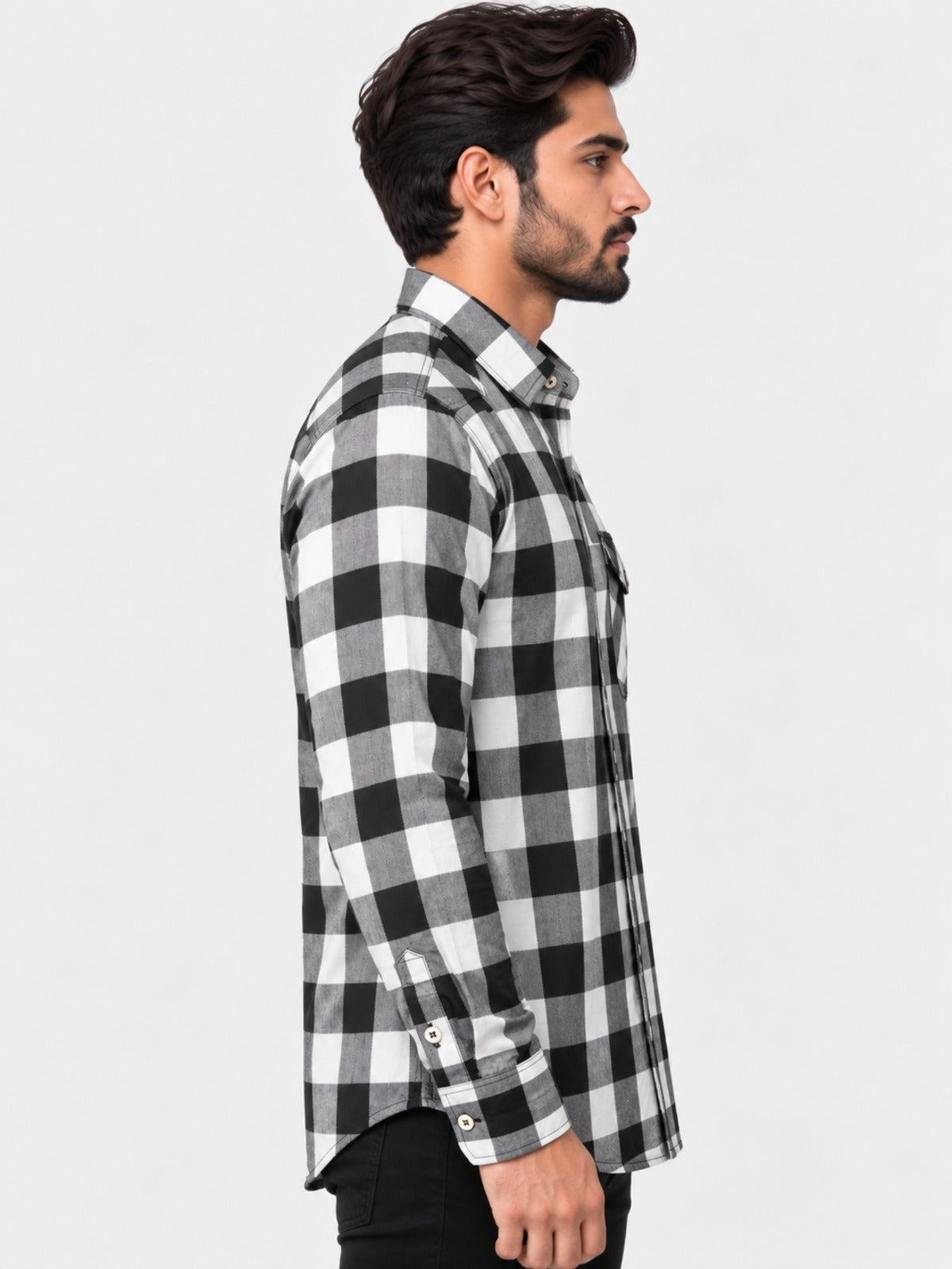Men's Premium White & Black Winter Check Shirt