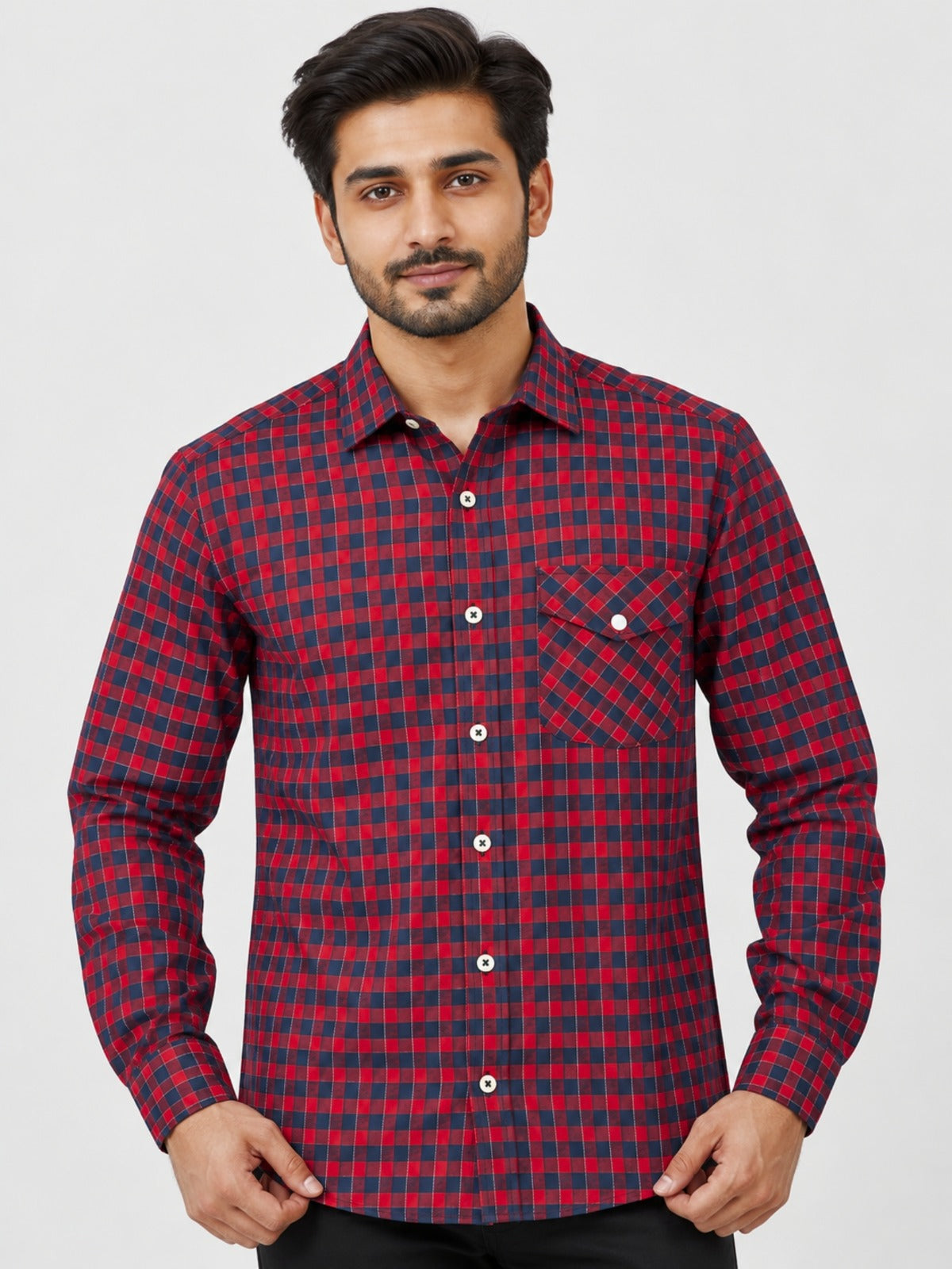 Men's Premium Winter Small Check Casual Shirt