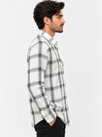 Men's White & Black Large Check Casual Shirt