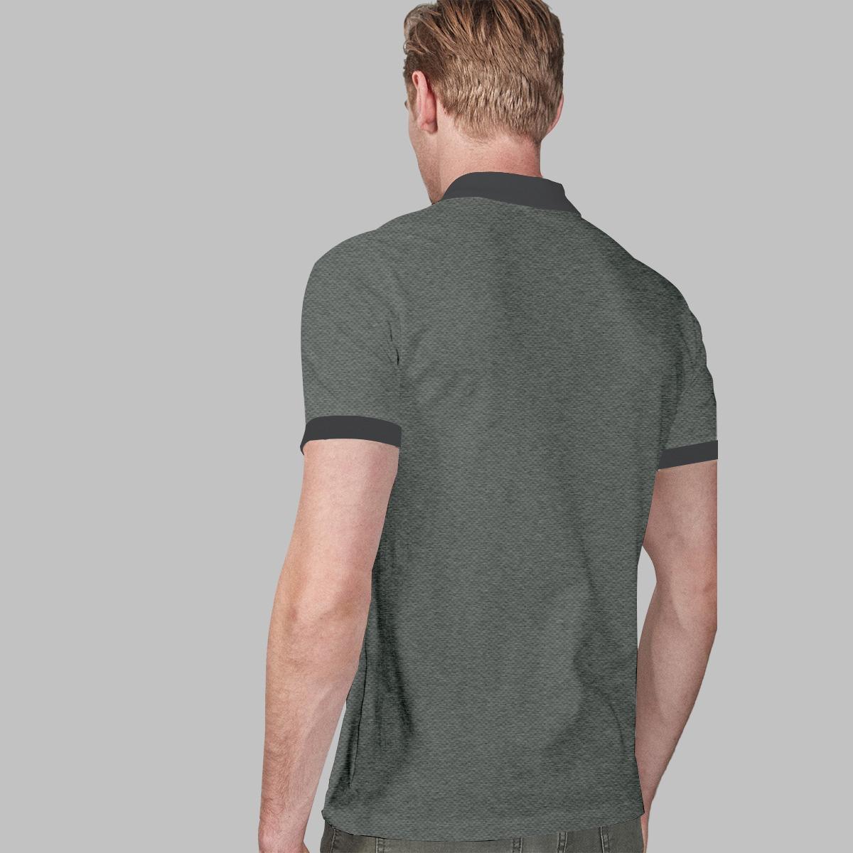 HG Excellence Emb Contrast Collar Polo Shirt - Gray