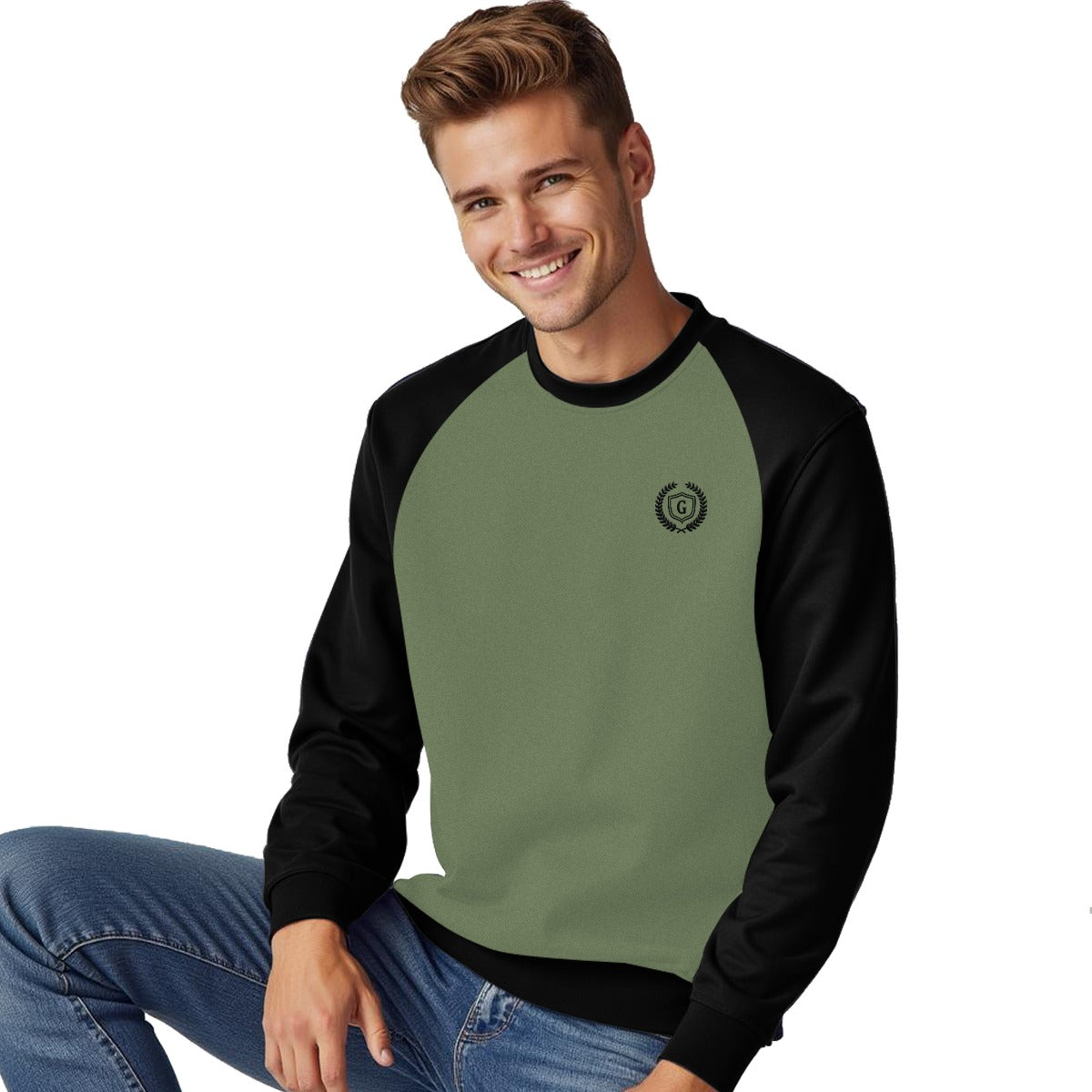 Hangree Signature Emb Fleece Sweat Shirt - Hazel Green Black