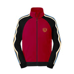 Mock Neck Signature Printed Fashion Zipper Jacket - Maroon & Black