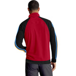 Mock Neck Signature Printed Fashion Zipper Jacket - Maroon & Black