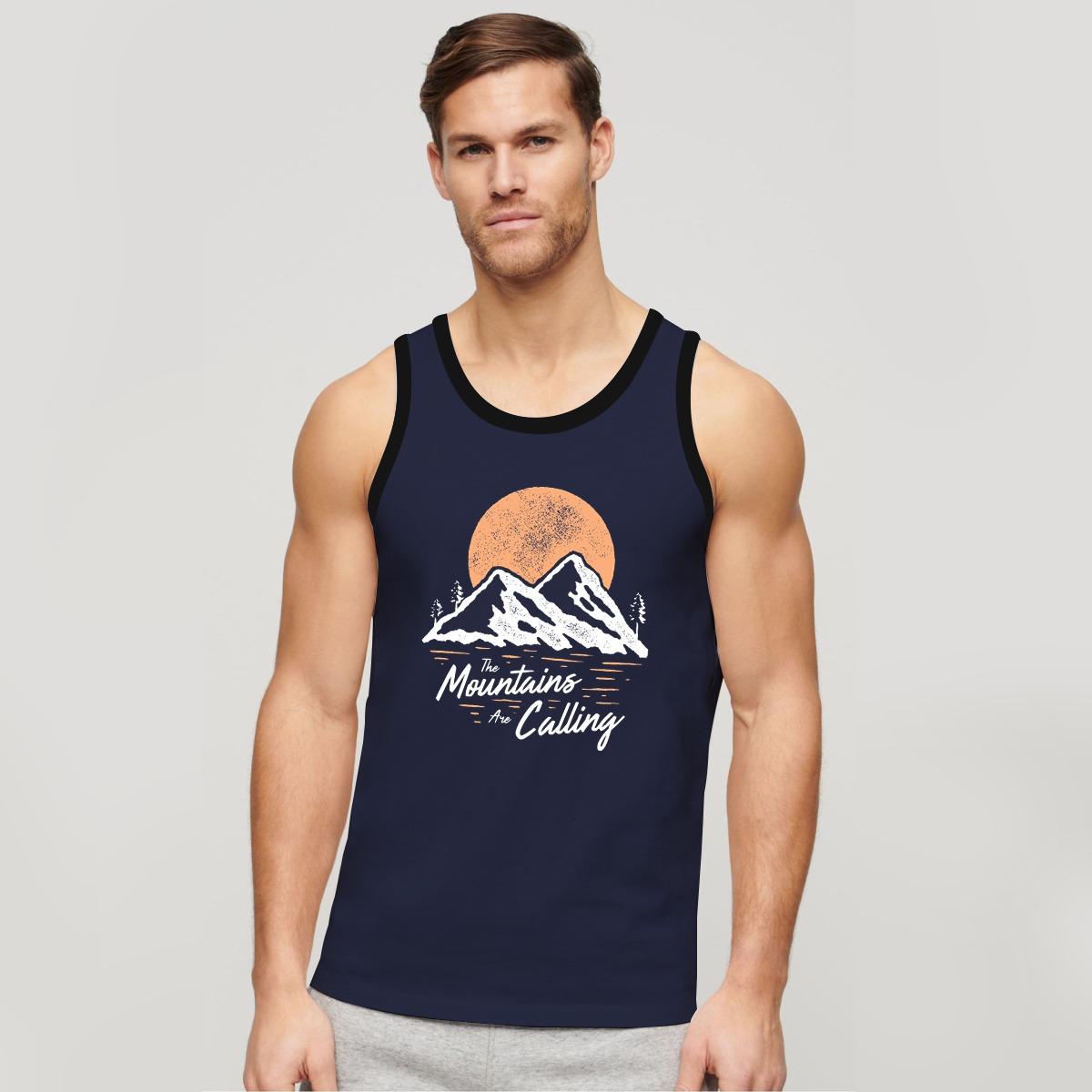 HG "Mountains" Printed ActiveFit Sleeveless Vest - Dark Navy