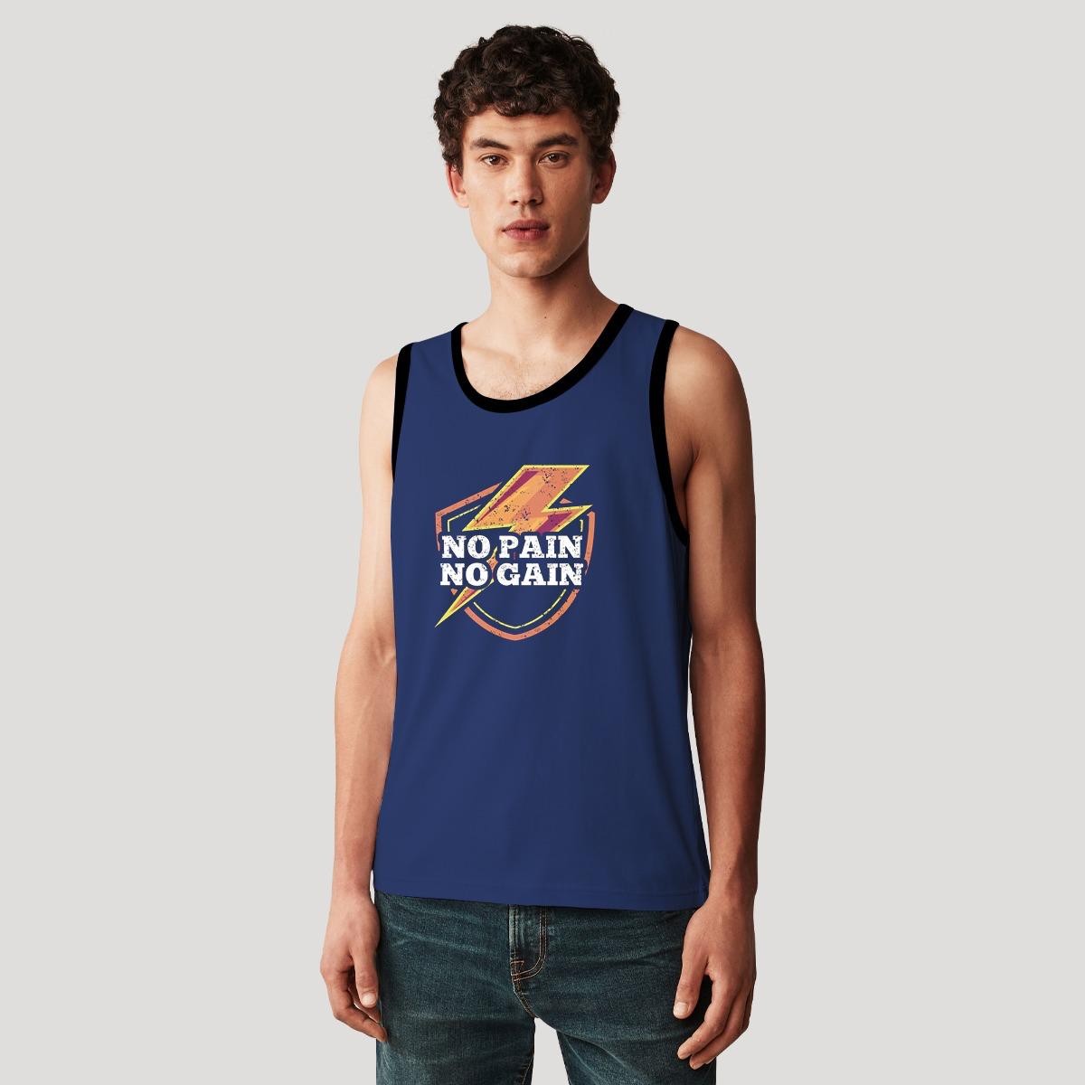 HG "NO PAIN NO GAIN" Printed Stylish Vest For Men's - Marine Blue
