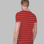 HG Signature Emb Stripper Contrast Collar Polo Shirt - Red
