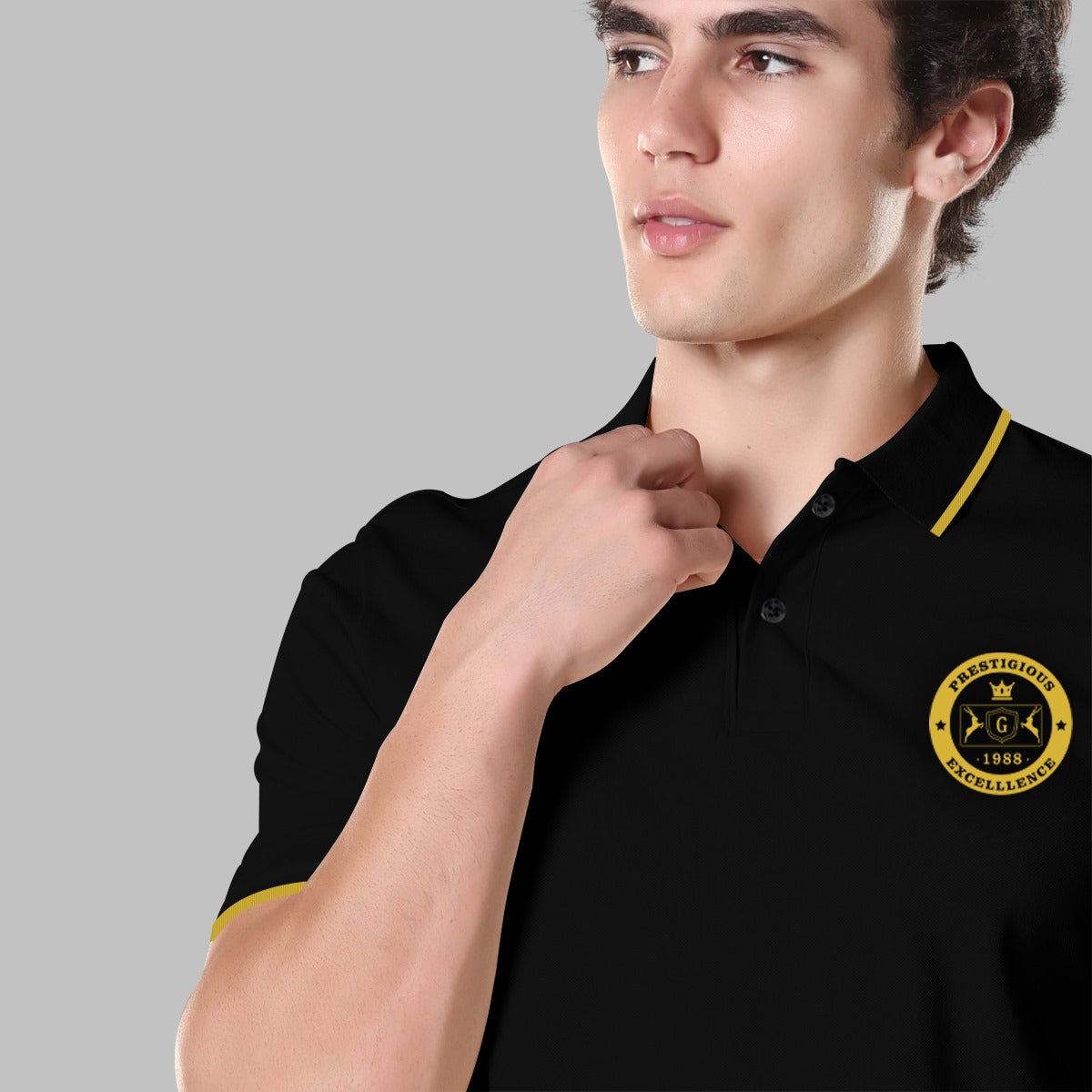 HG Signature Emb. Tipping Collar Polo Shirt - Black