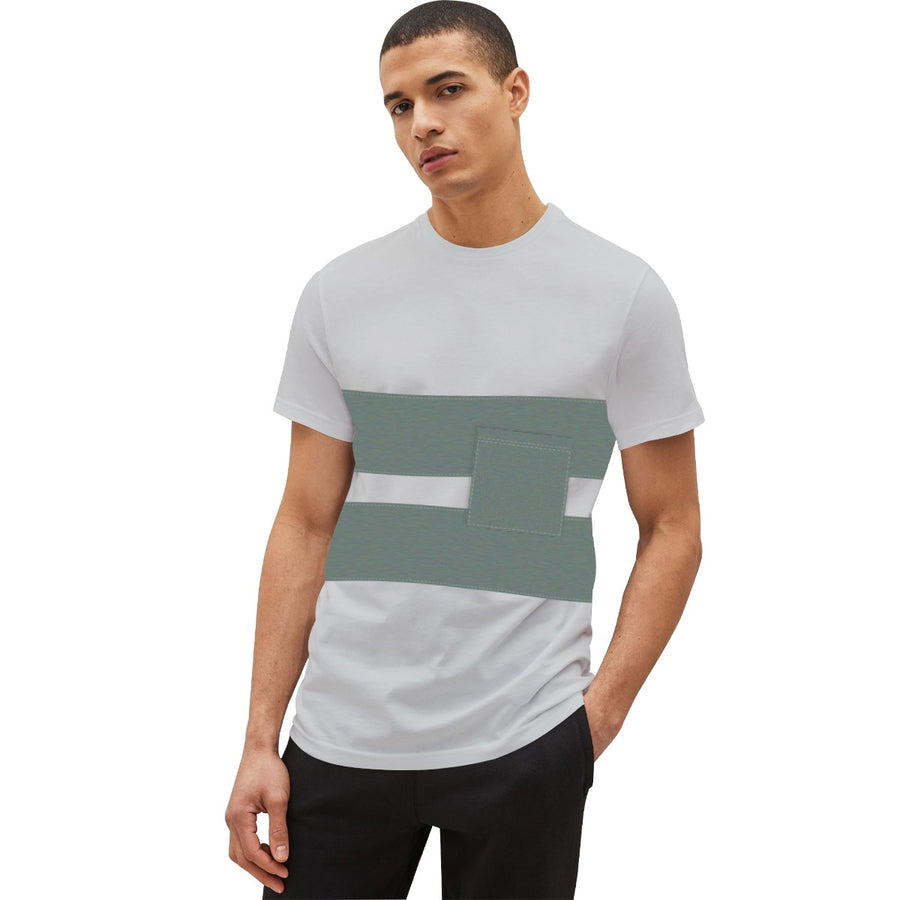 Green White Panel Tee Shirt For Men's