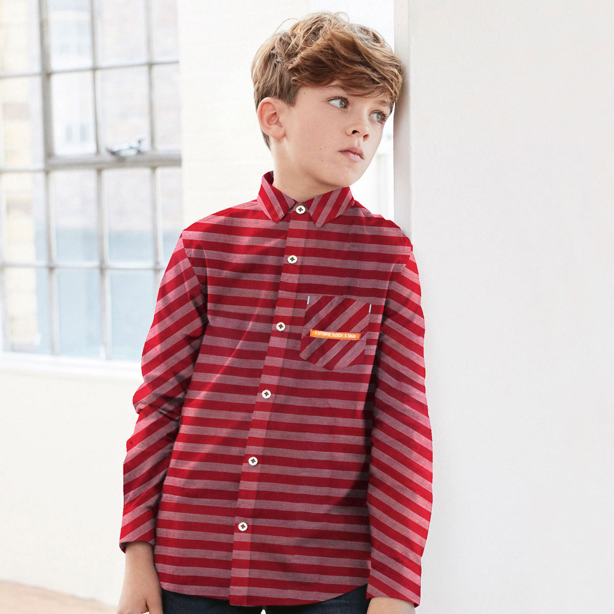 Elegant Fashion Lining Boy's Casual Shirt