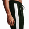 MEN CLOSE BOTTOM POLYESTER OLIVE GREEN PANEL TROUSER