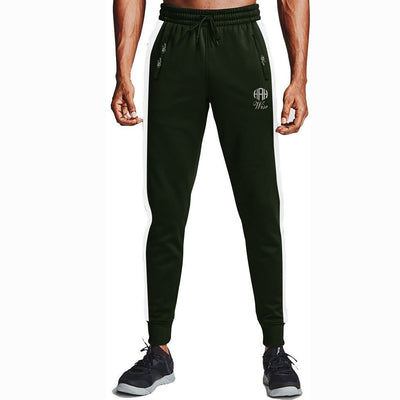 MEN CLOSE BOTTOM POLYESTER OLIVE GREEN PANEL TROUSER