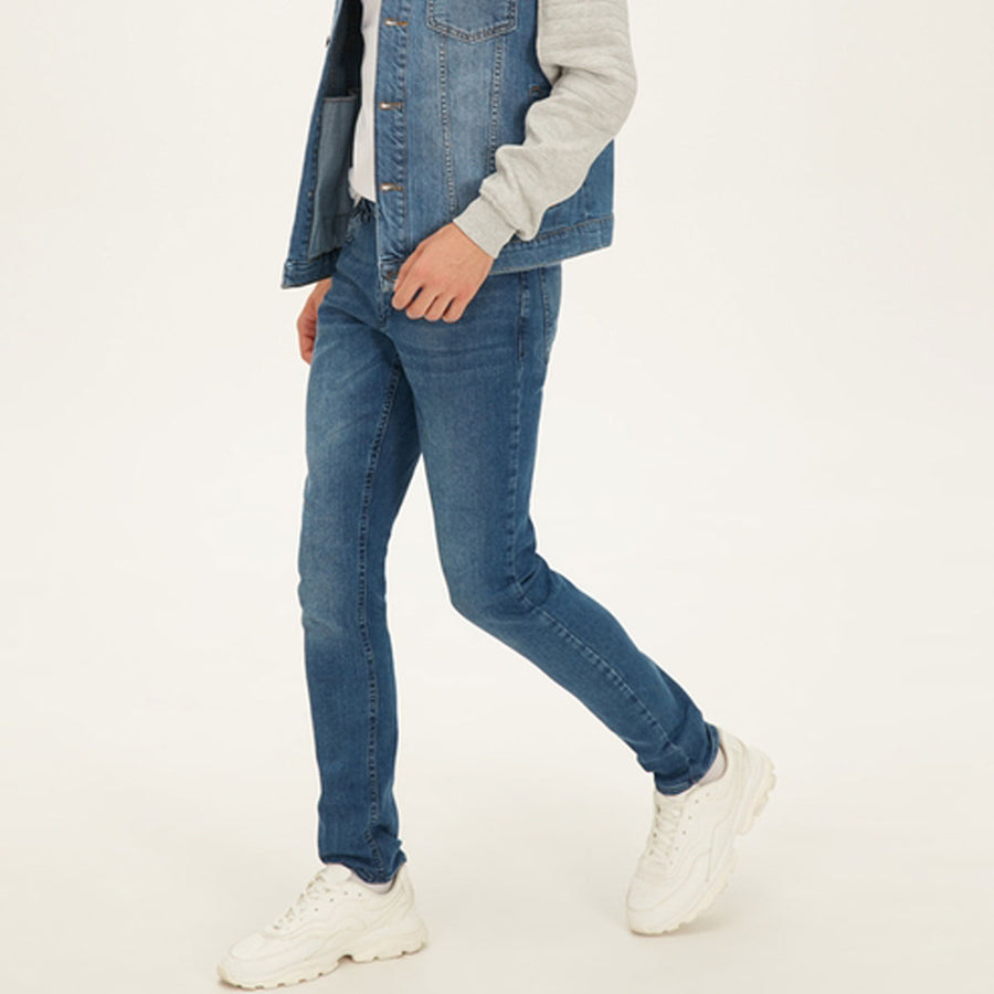 Blue Branded Denim Pant