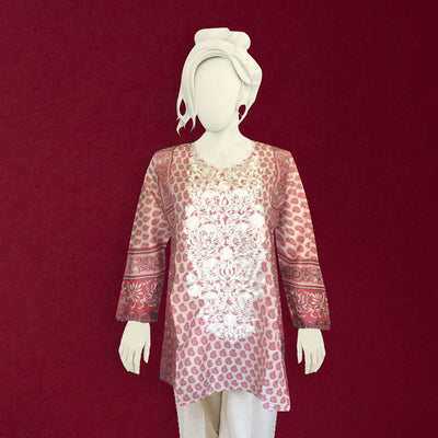 Women Embroidered Lawn Short Frok Kurti