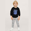 Boy's Melange Black Printed Fleece Sweat Shirt