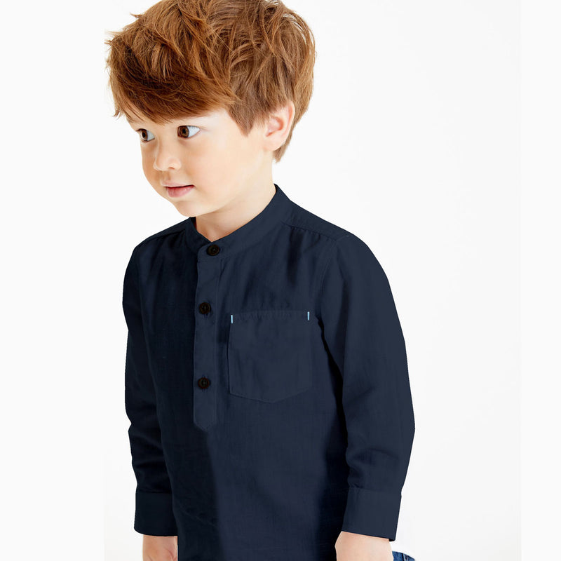 Superstar Navy Boy's Kurta Casual Shirt