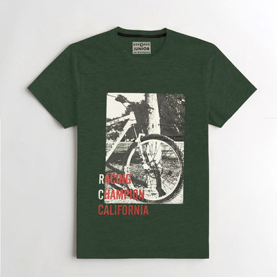 BOY'S UNIQUE PRINTED GREEN TEE SHIRT