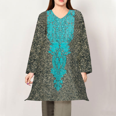 Women Embroidered Lawn Short Frok Kurti