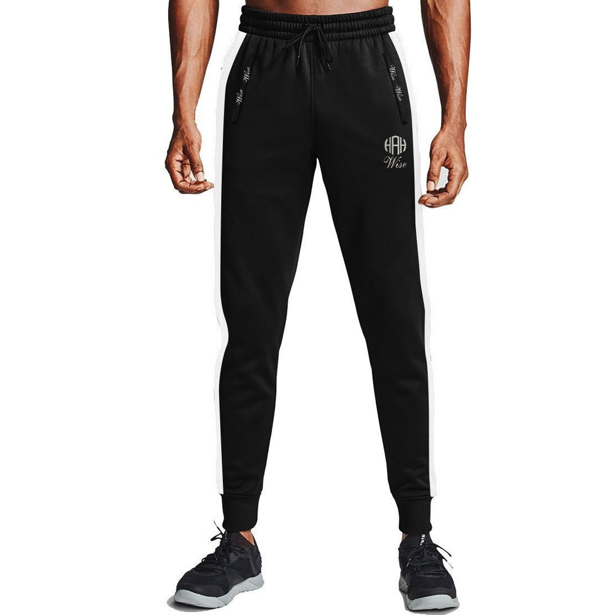 Men Close Bottom Polyester Black Panel Trouser