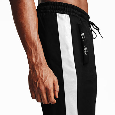 Men Close Bottom Polyester Black Panel Trouser