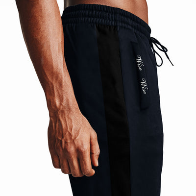 MEN CLOSE BOTTOM POLYESTER NAVY PANEL TROUSER