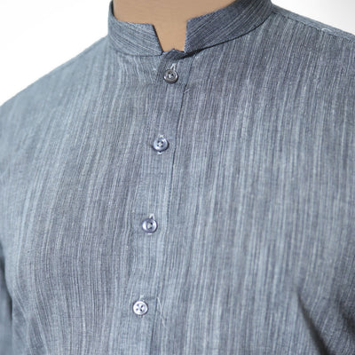 MENS DOUBLE SHADE GRAY BLACK COTTON KURTA