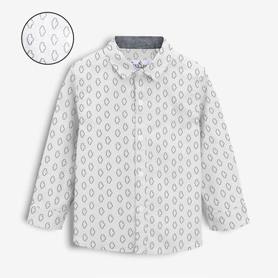 Printed White Boy's Casual Shirt