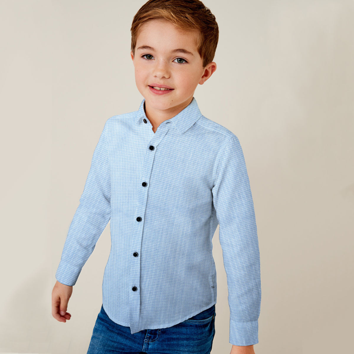 Boys light blue best sale shirt