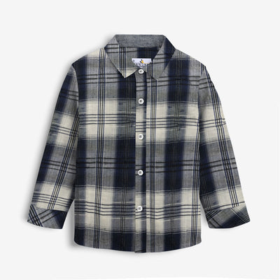 Contrast Check Boy's Casual Shirt
