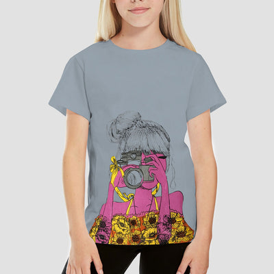 Cute Girl Graphic Printed Tee Shirt