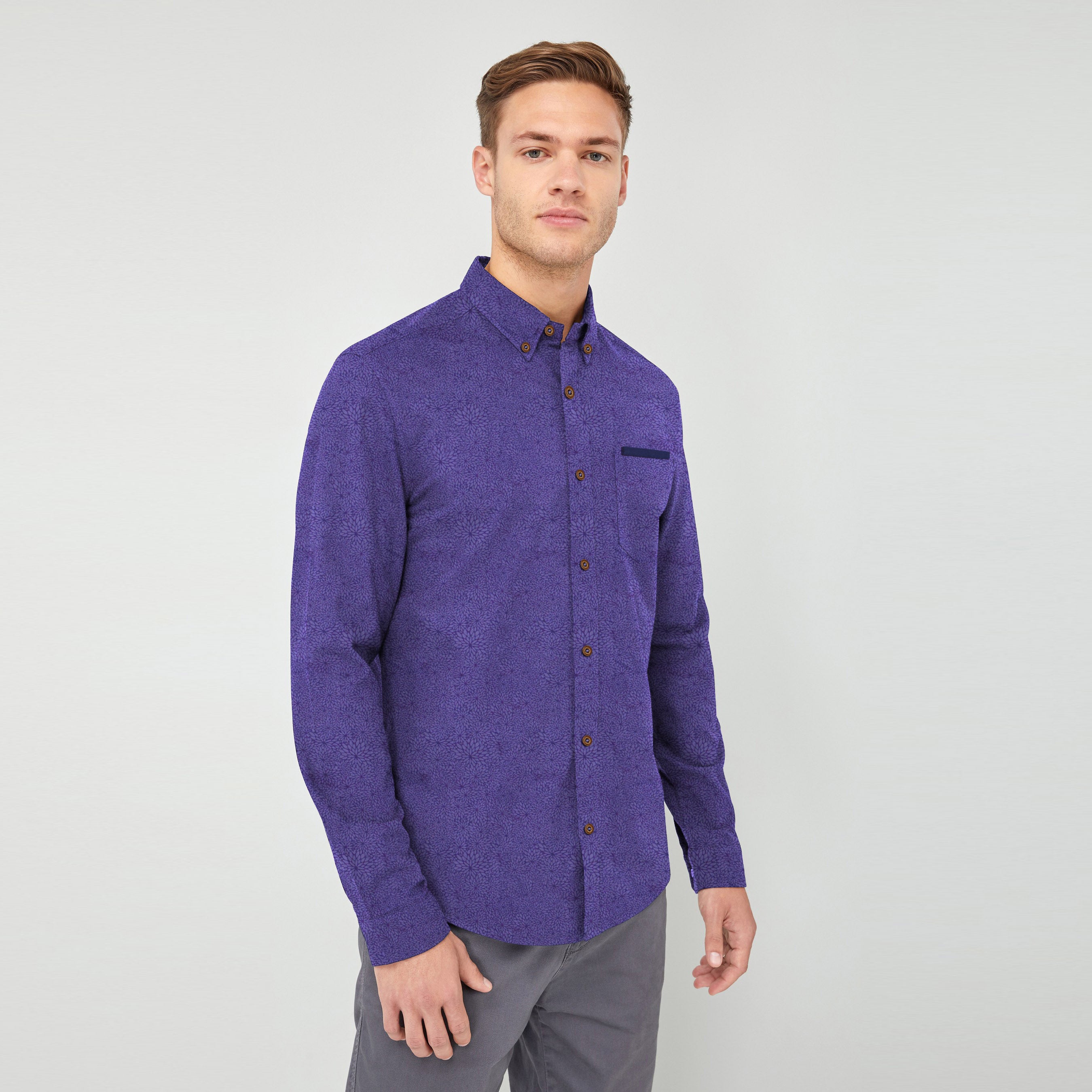 Exclusive Printed Purple Casual Shirt