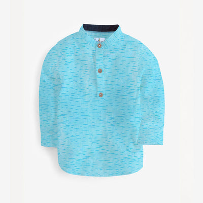 Self Printed Ferozi Blue Kurta Casual Shirt