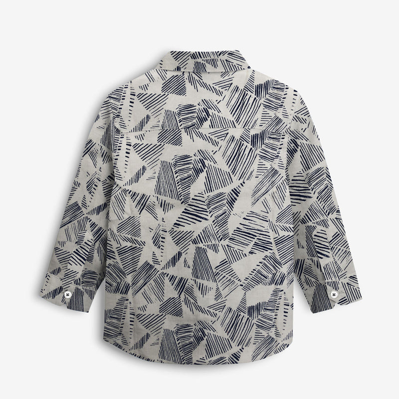 Printed Off White Boy's Casual Shirt